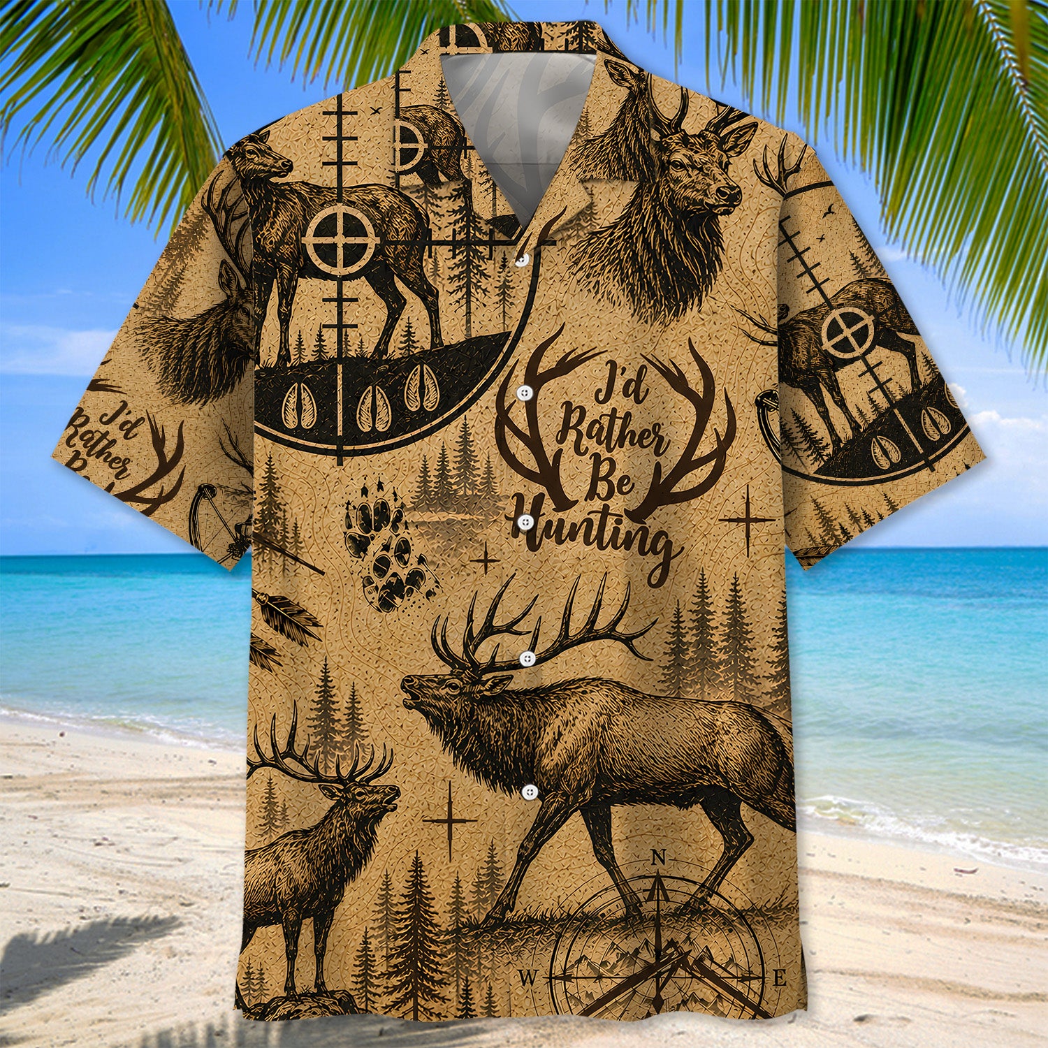 Elk I'd Rather Be Hunting Hawaiian Shirt