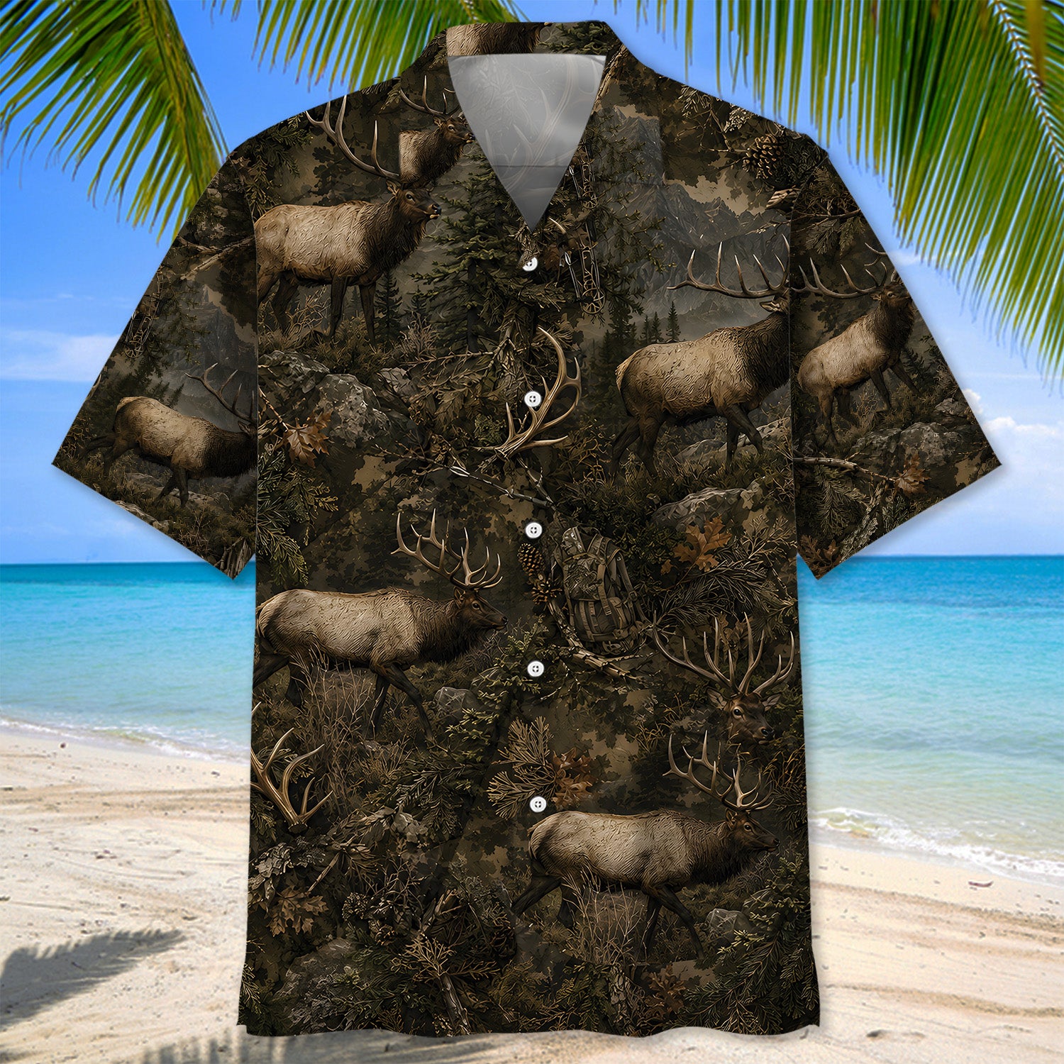 Elk Hunting Forest Hawaiian Shirt