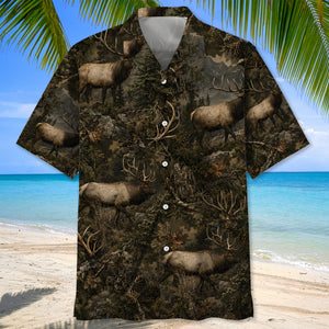 Elk Hunting Forest Hawaiian Shirt