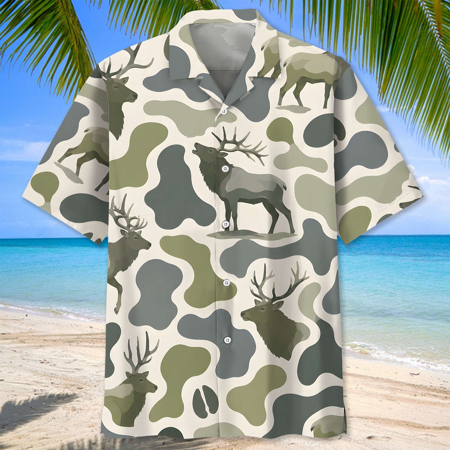 Elk Camouflage Hunting Funny Pattern Hawaiian Shirt