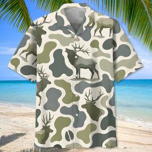 Elk Camouflage Hunting Funny Pattern Hawaiian Shirt