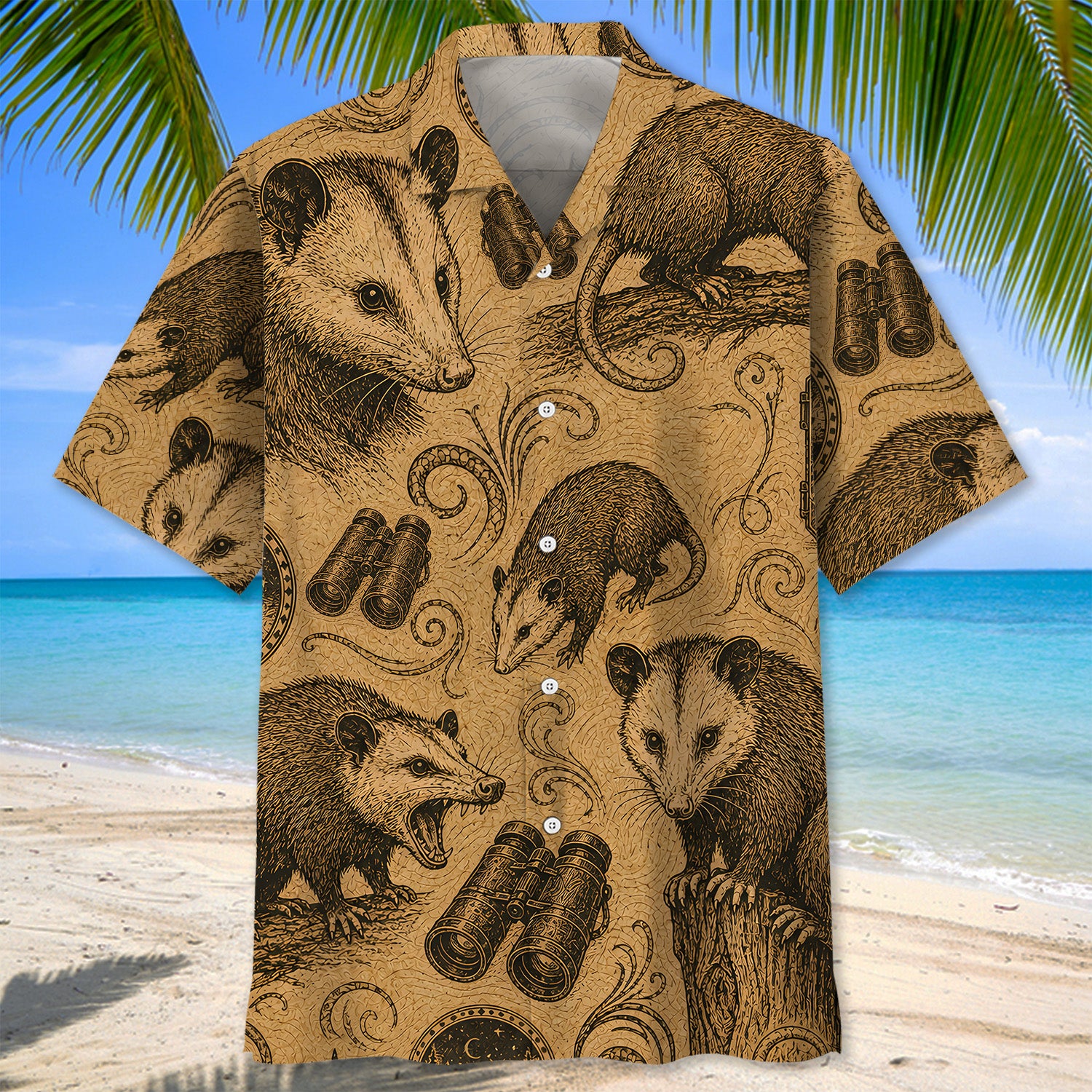 Opossum Hunting Vintage Artwork Hawaiian Shirt