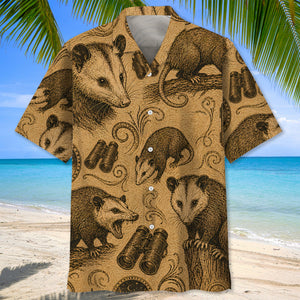 Opossum Hunting Vintage Artwork Hawaiian Shirt