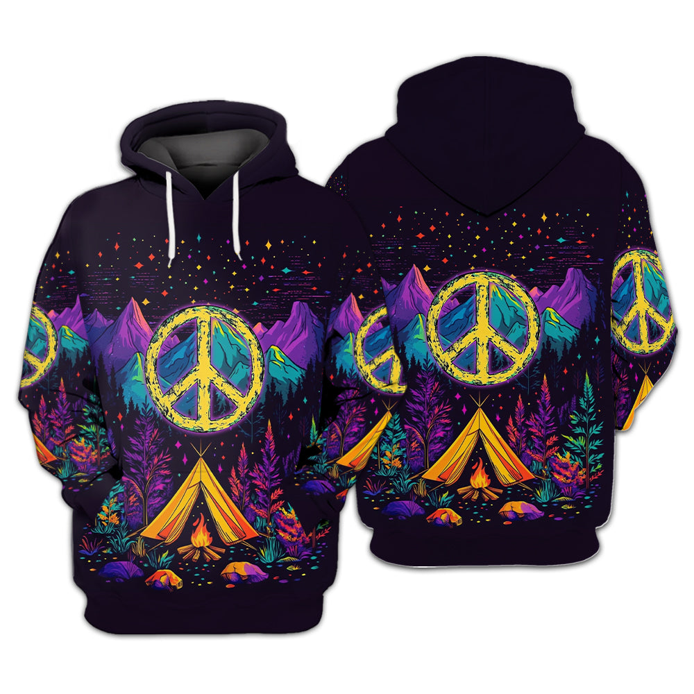 Camping Peace Sign All Over Print Shirt