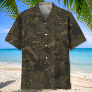 Class B Motorhome Camping Camouflage Hawaiian Shirt