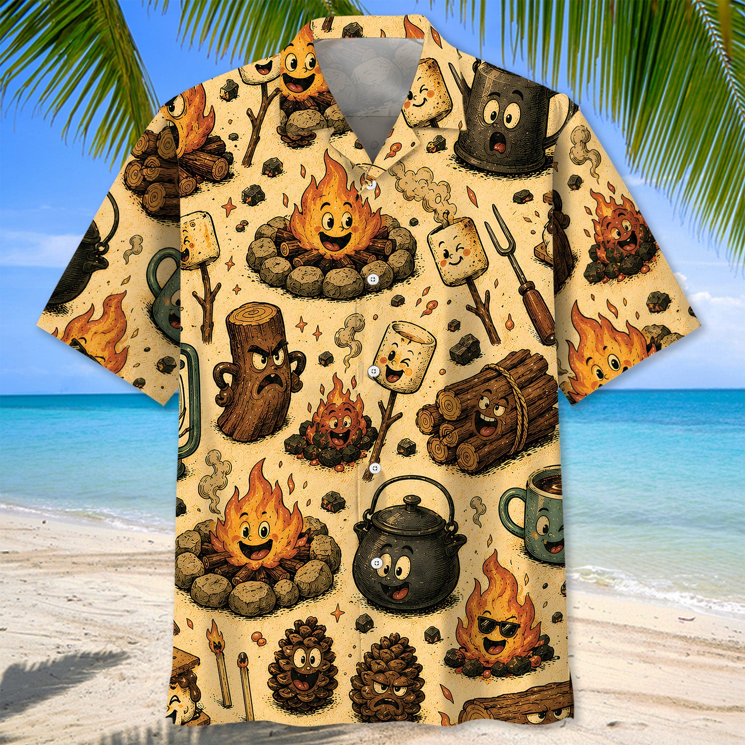 Vintage Funny Campfire Hawaiian Shirt