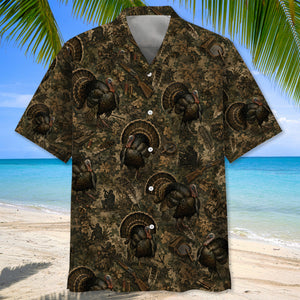 Vintage Turkey Hunter Camo Hawaiian Shirt
