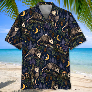 Moonlit Opossum Forest Pattern Hawaiian Shirt