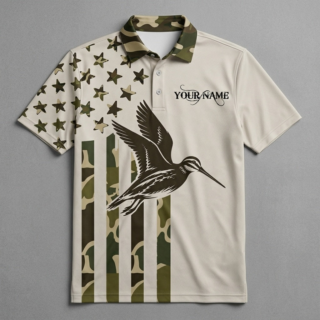 Custom Name Snipe Hunting Camouflage Style Men Polo Shirt