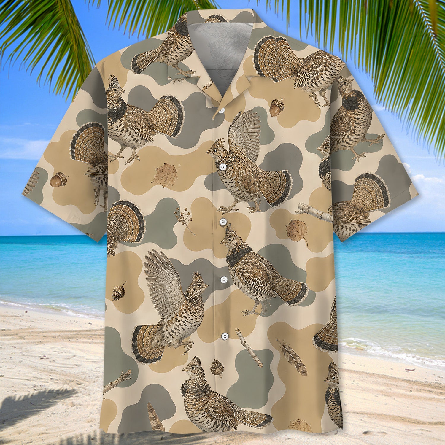Ruffed Grouse Camouflage Men Polo Shirt