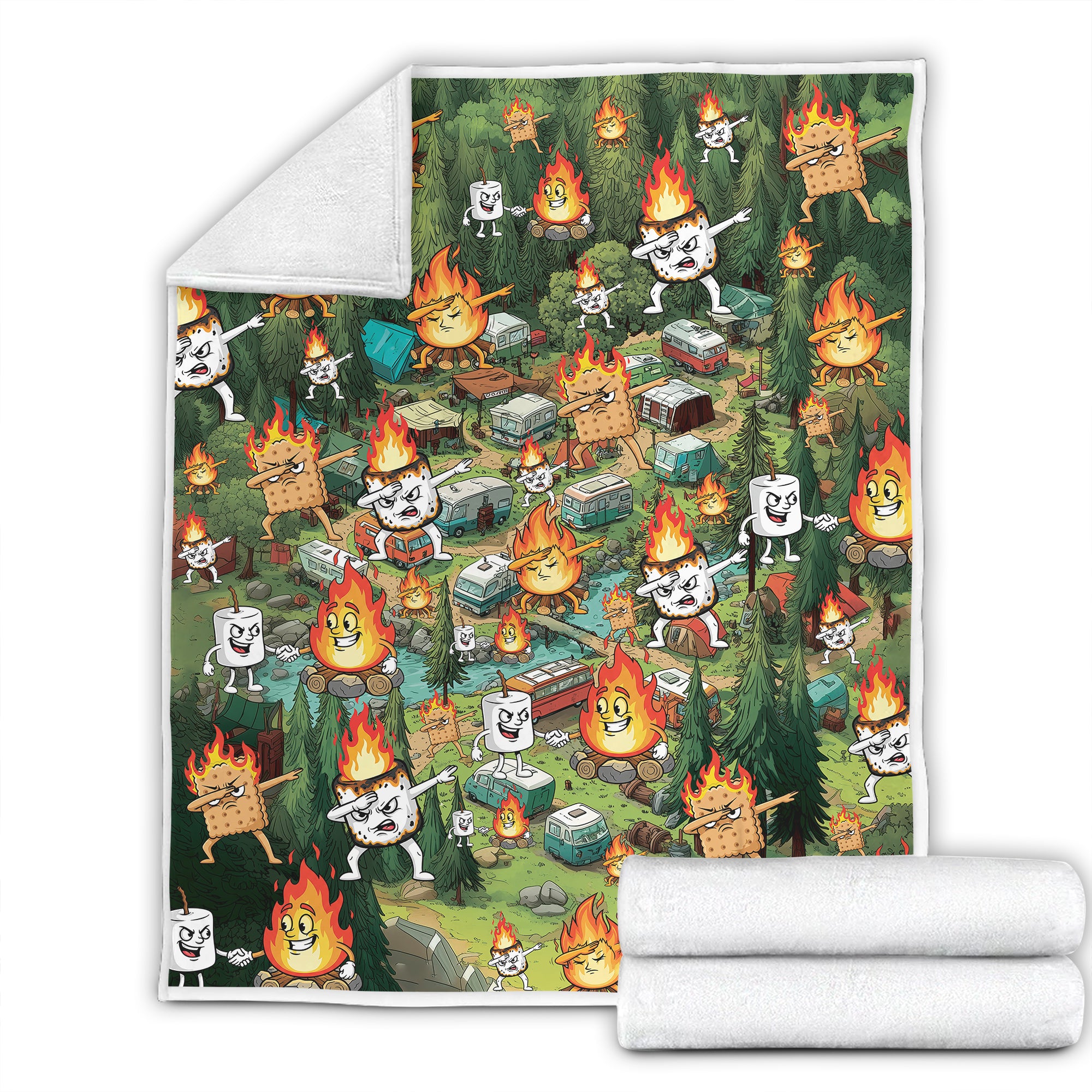 Burnt Marshmallow Camping Fleece Blanket Collection