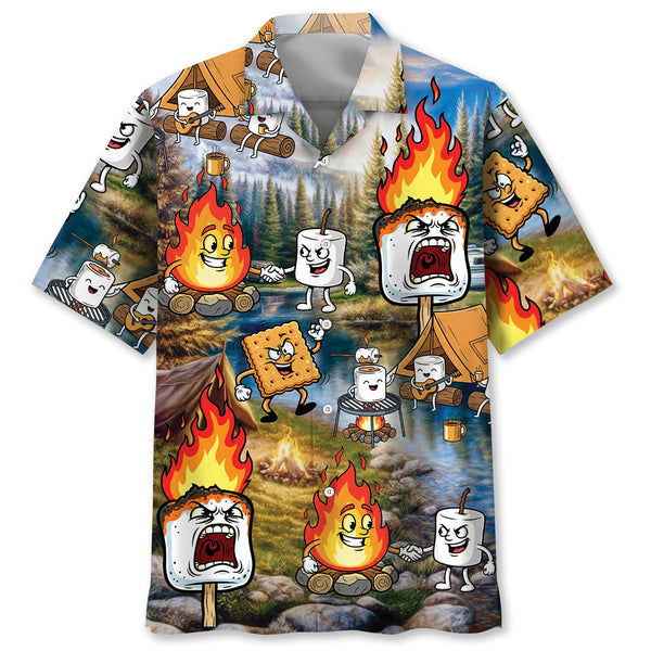 Vintage Camping Marshmallow Hawaiian Shirt