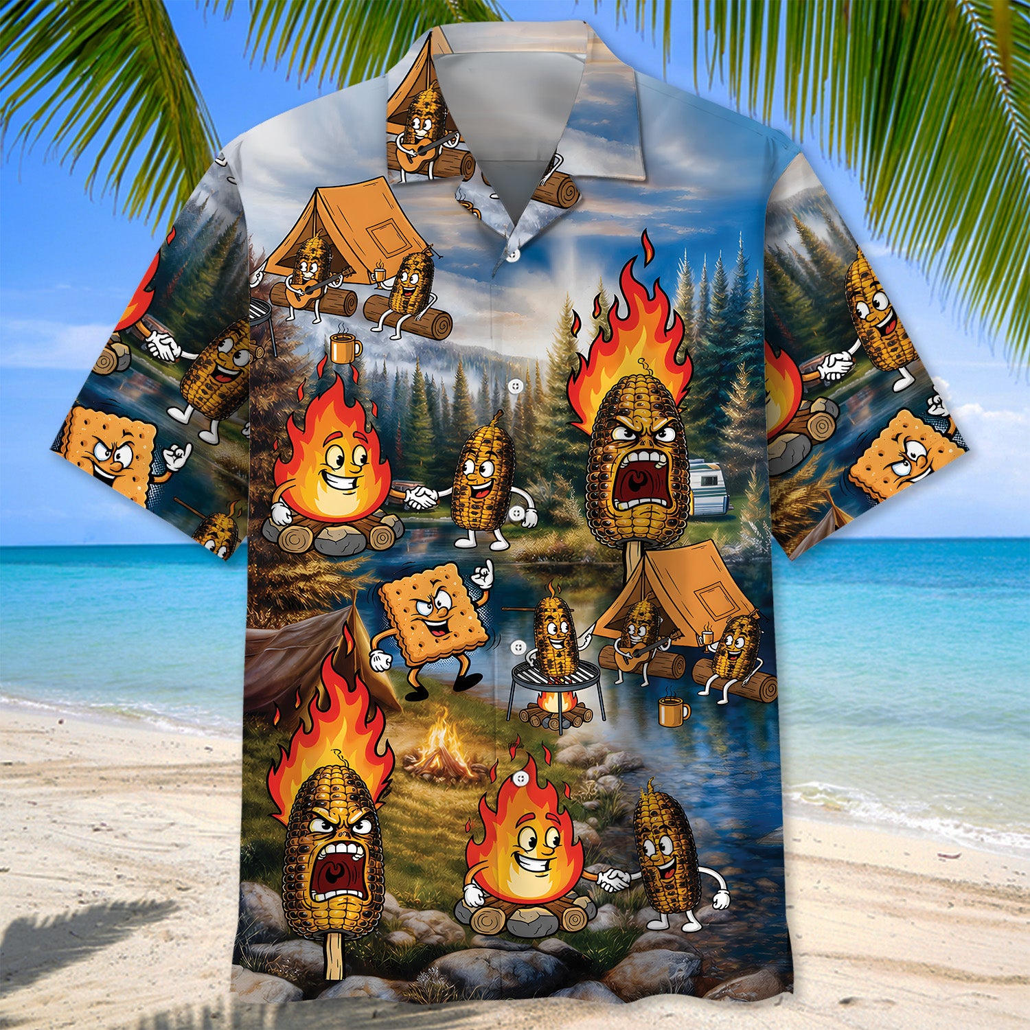 Burnt Corn Funny Camping Hawaiian Shirt