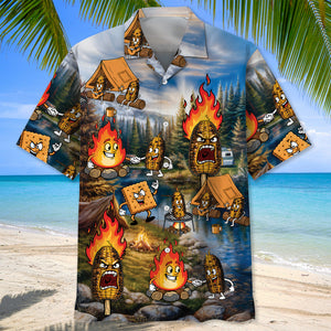 Burnt Corn Funny Camping Hawaiian Shirt