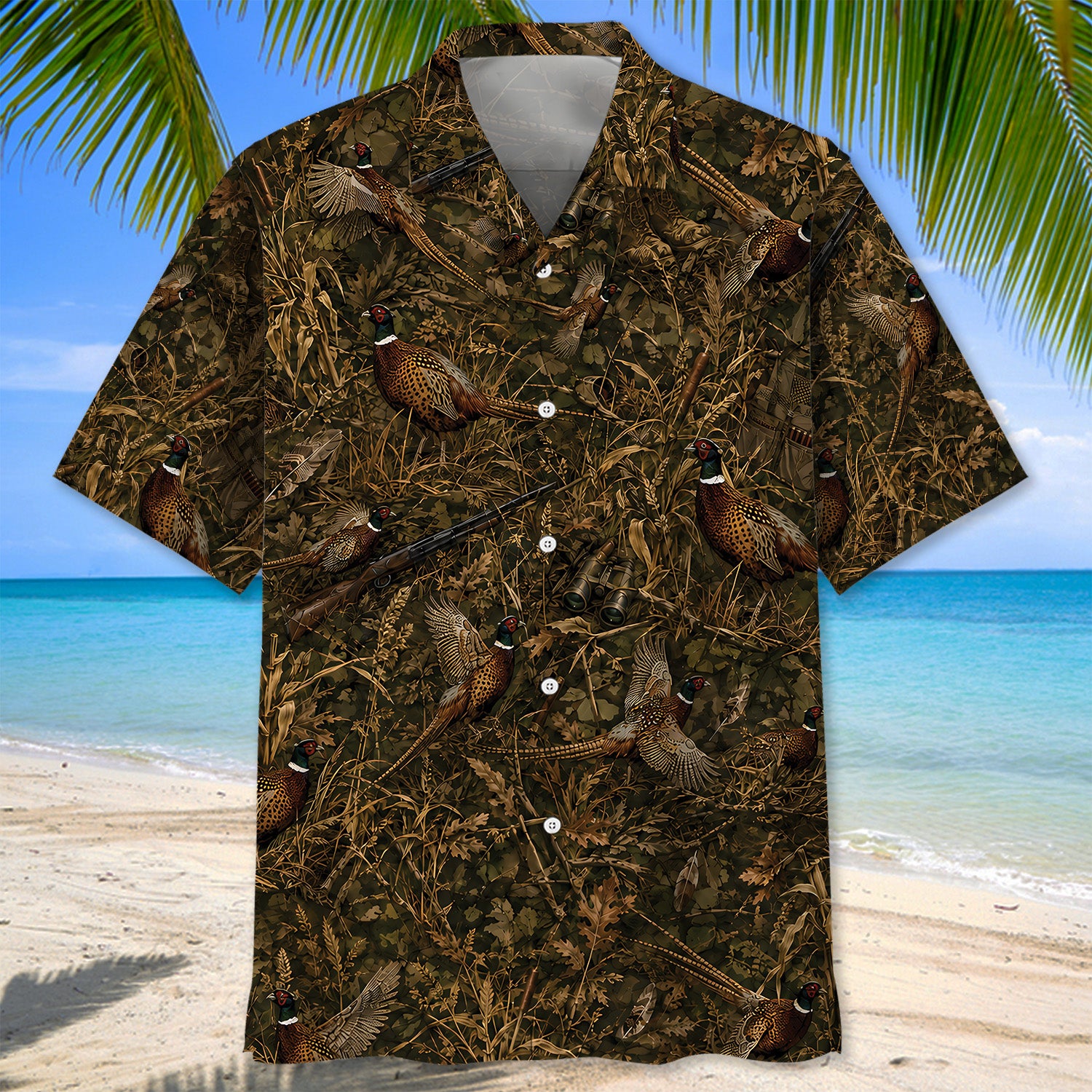 Pheasant Hunting Camo Hawaiian Shirt
