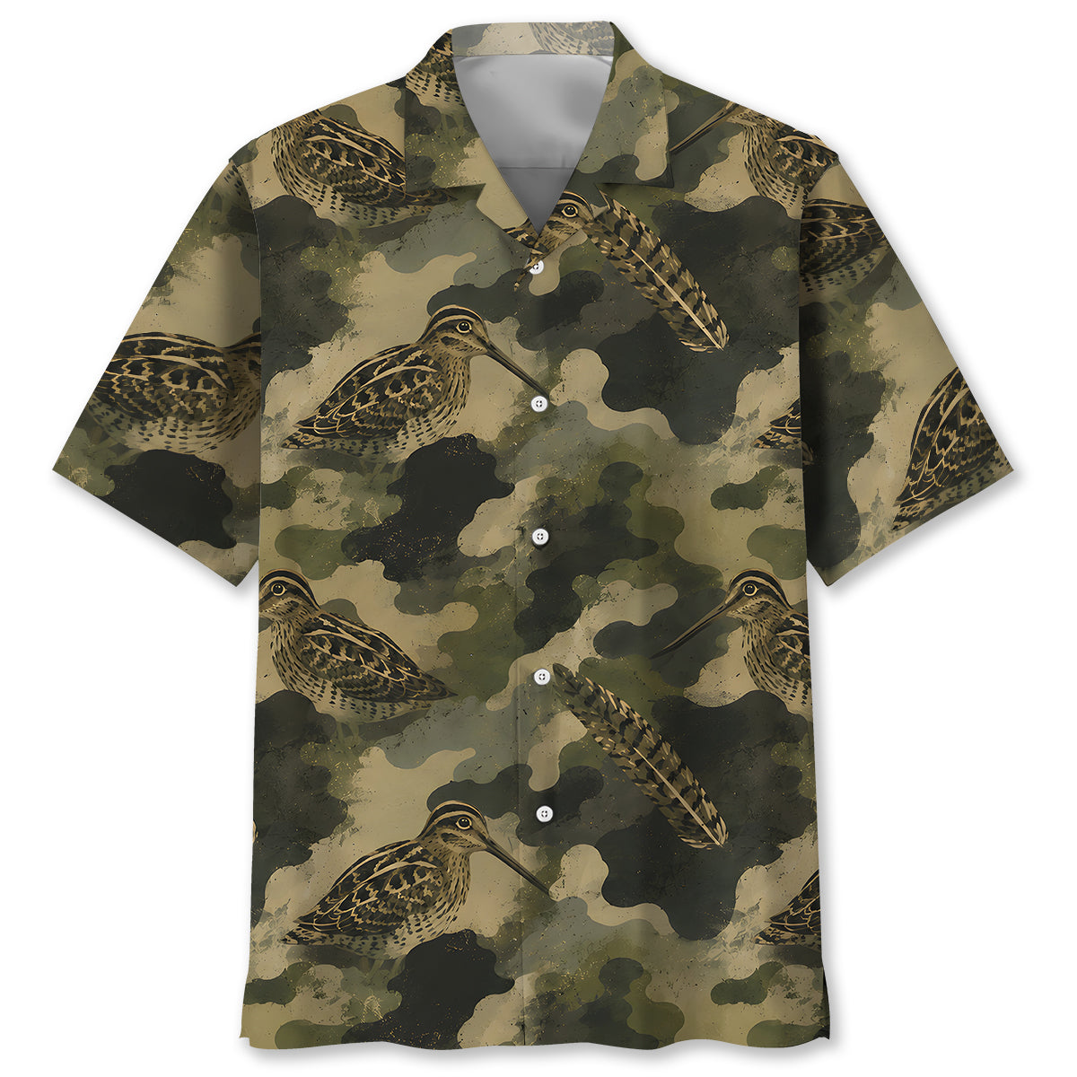 Snipe Camouflage Graphic Pattern Hawaiian Shirt