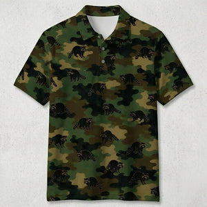 Raccoon Camouflage Millitary Men Polo Shirt