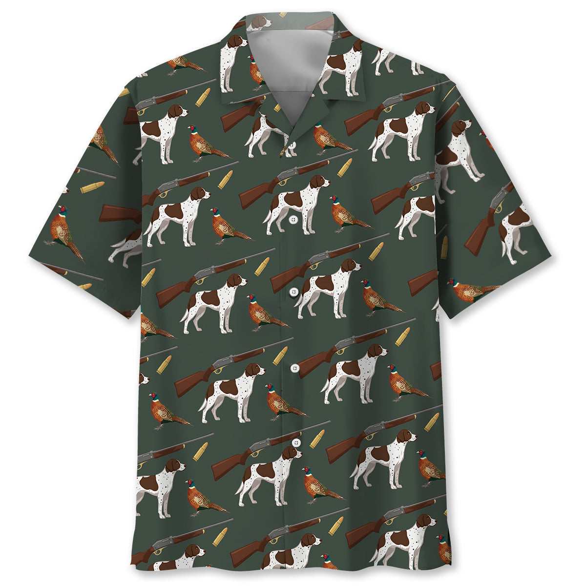Vintage Hunting Dog & Pheasant Pattern Hawaiian Shirt