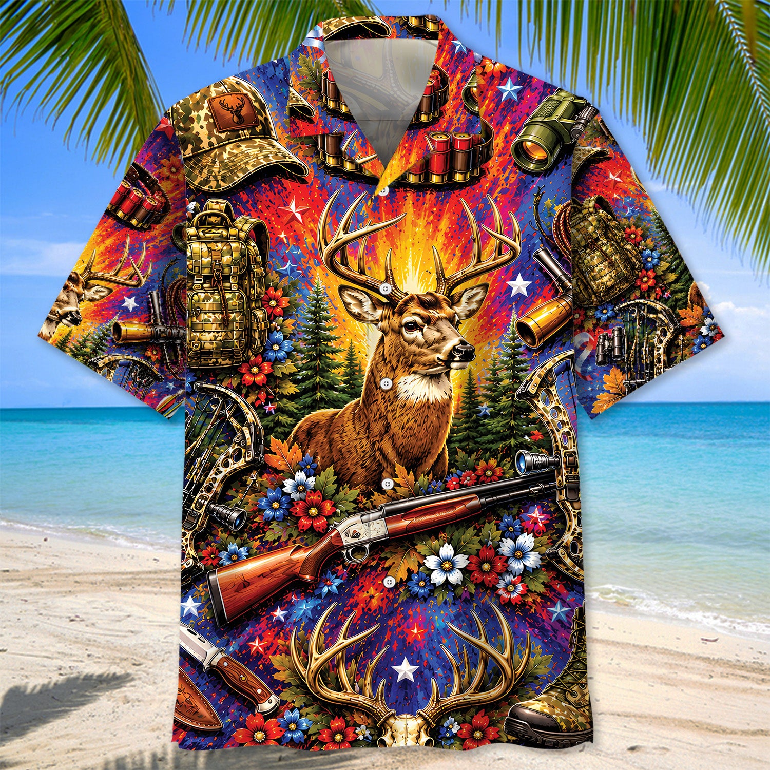 Colorful Deer Vintage Art Hawaiian Shirt