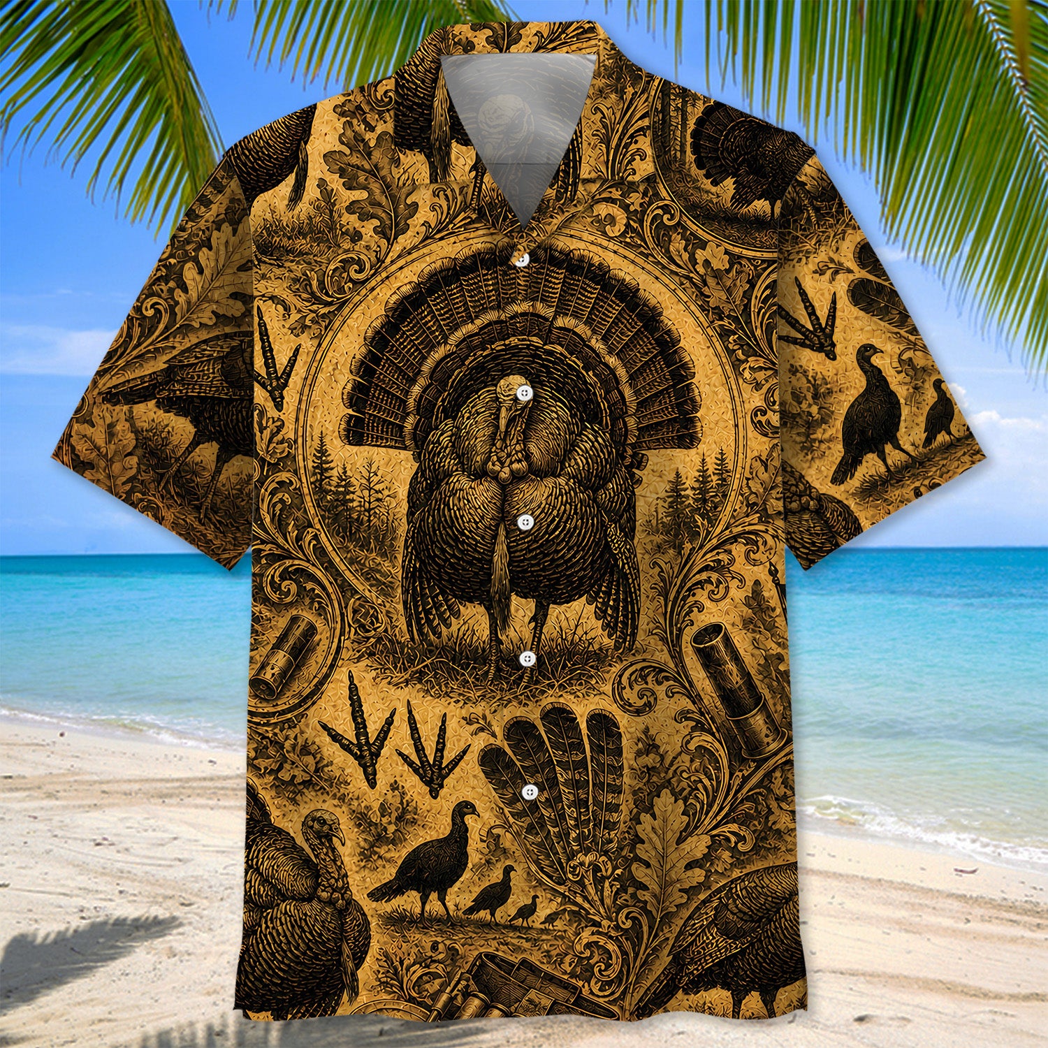 Turkey Hunting Legend Vintage Art Hawaiian Shirt