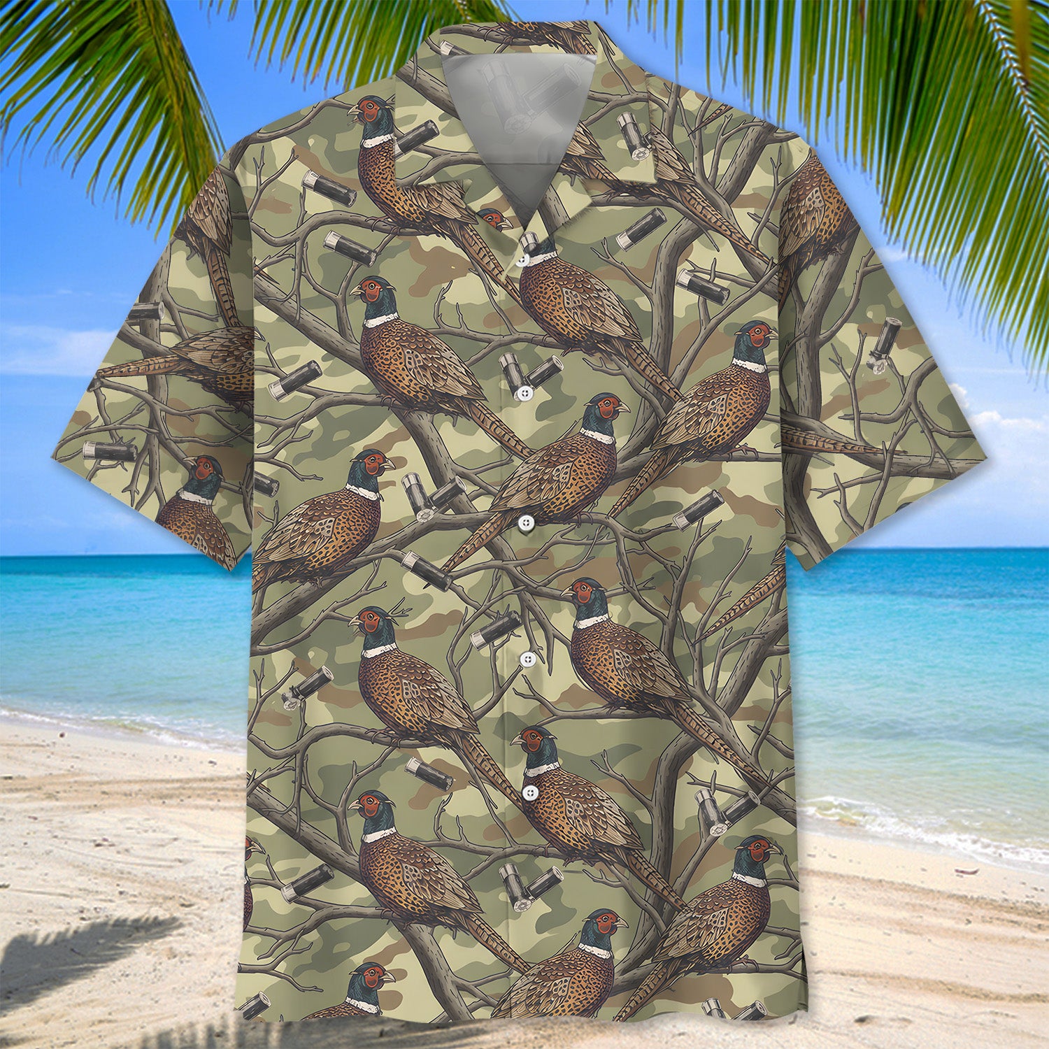 Pheasant Camouflage Graphic Pattern Hawaiian Shirt