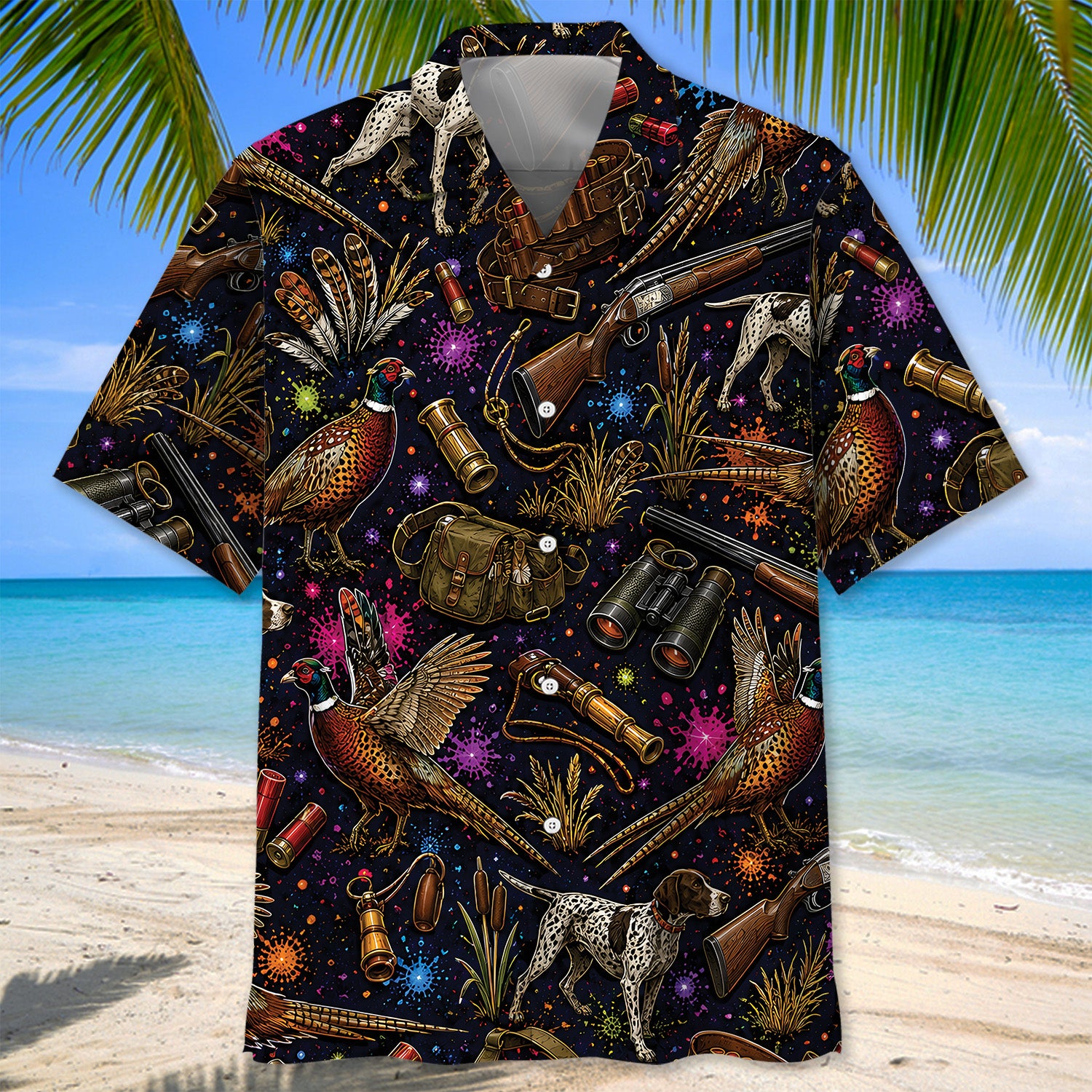 Retro Pheasant Hunting Colorful Hawaiian Shirt