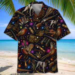 Retro Pheasant Hunting Colorful Hawaiian Shirt