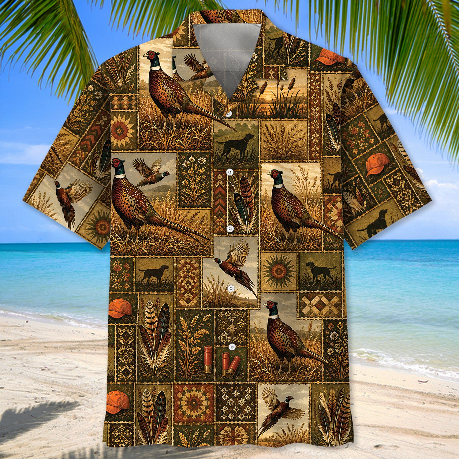 Pheasant Hunting Vintage Pattern Graphic Hawaiian Shirt