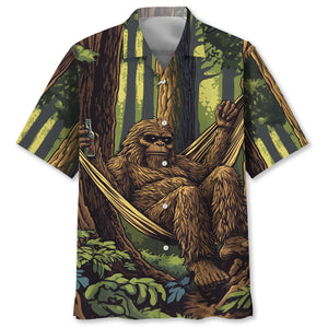 Bigfoot Lounging In A Hammock Hawaiian Shirt