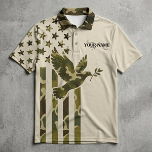 Custom Name Dove Hunting Camouflage Style Men Polo Shirt