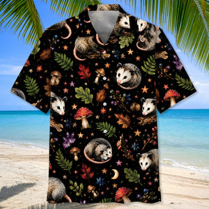 Opossum Retro Black Hawaiian Shirt