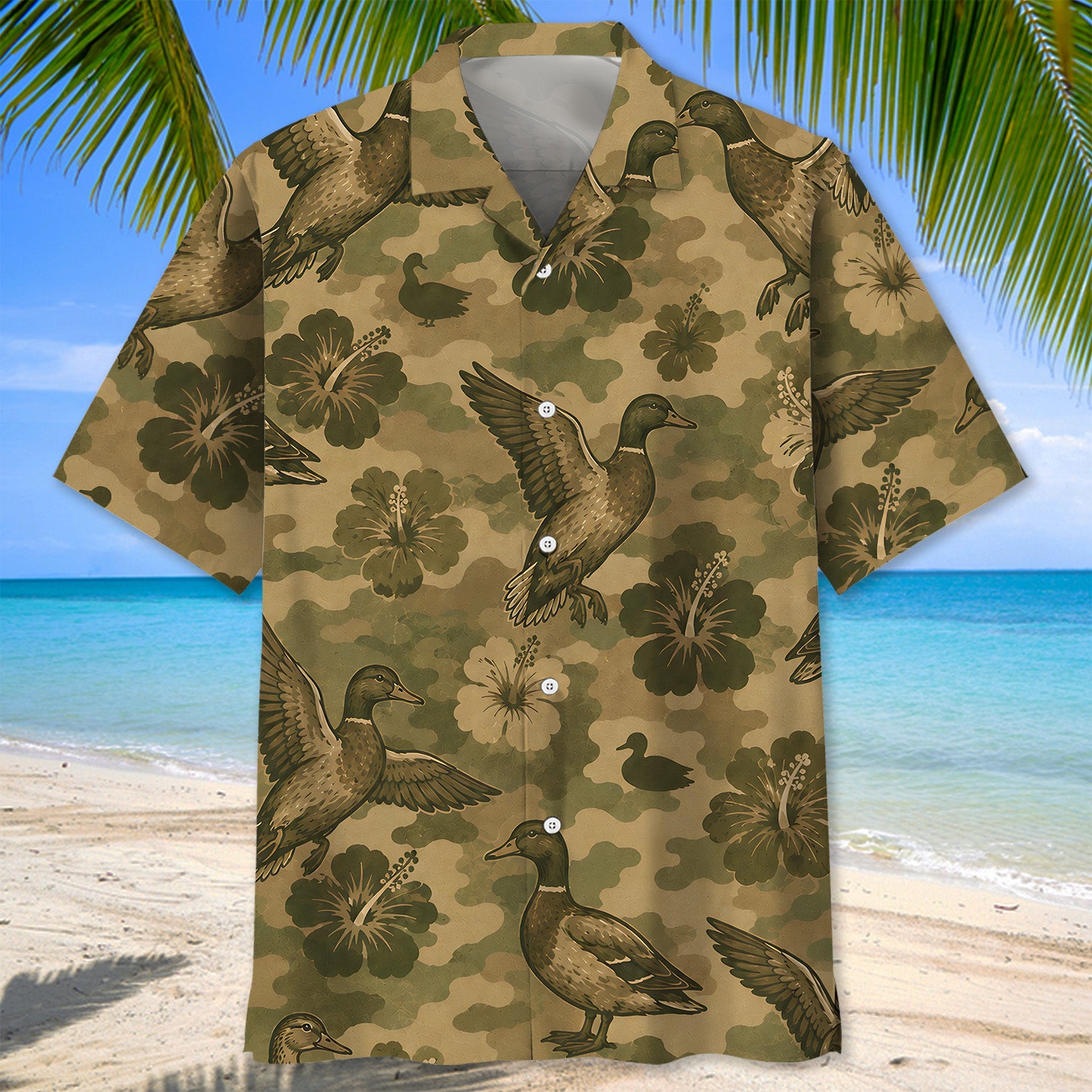 Duck Hibiscus Camouflage Hawaiian Shirt