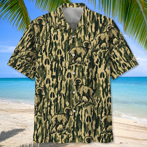 Bighorn Sheep Stripe Camouflage Hawaiian Shirt