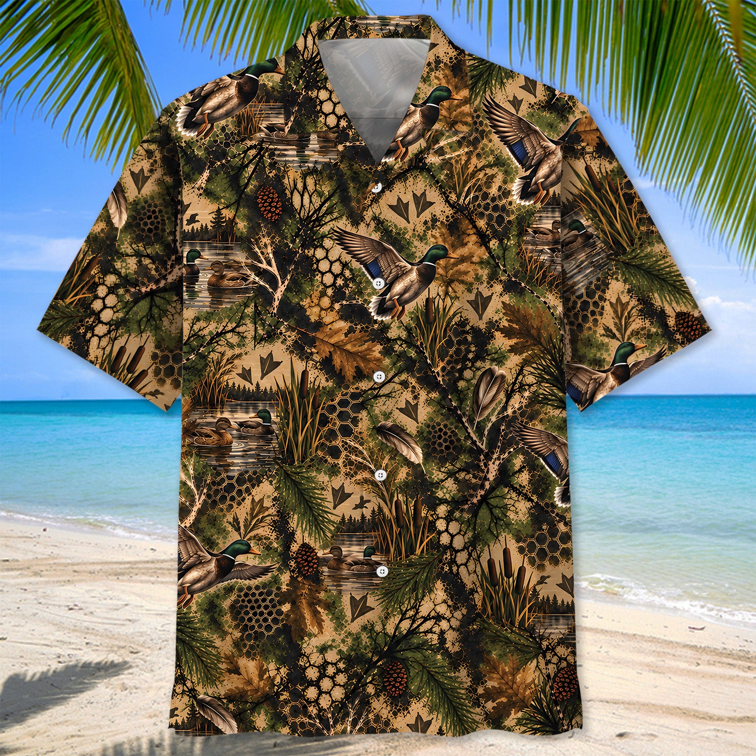 Duck Hunting Hex Camo Hawaiian Shirt