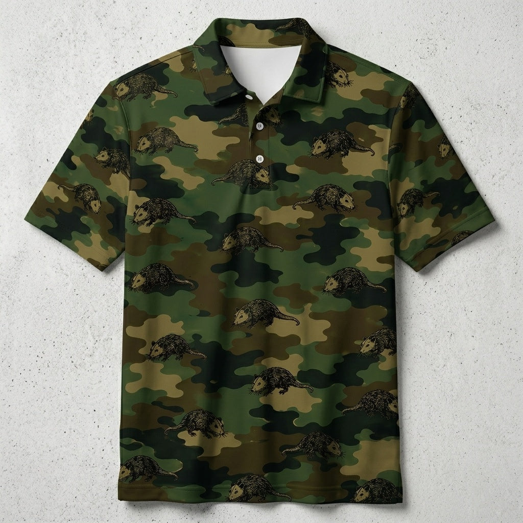 Opossum Camouflage Millitary Men Polo Shirt
