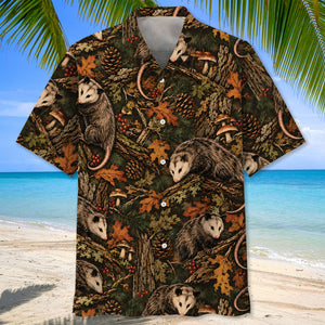 Autumn Woodland Opossum Tapestry Hawaiian Shirt