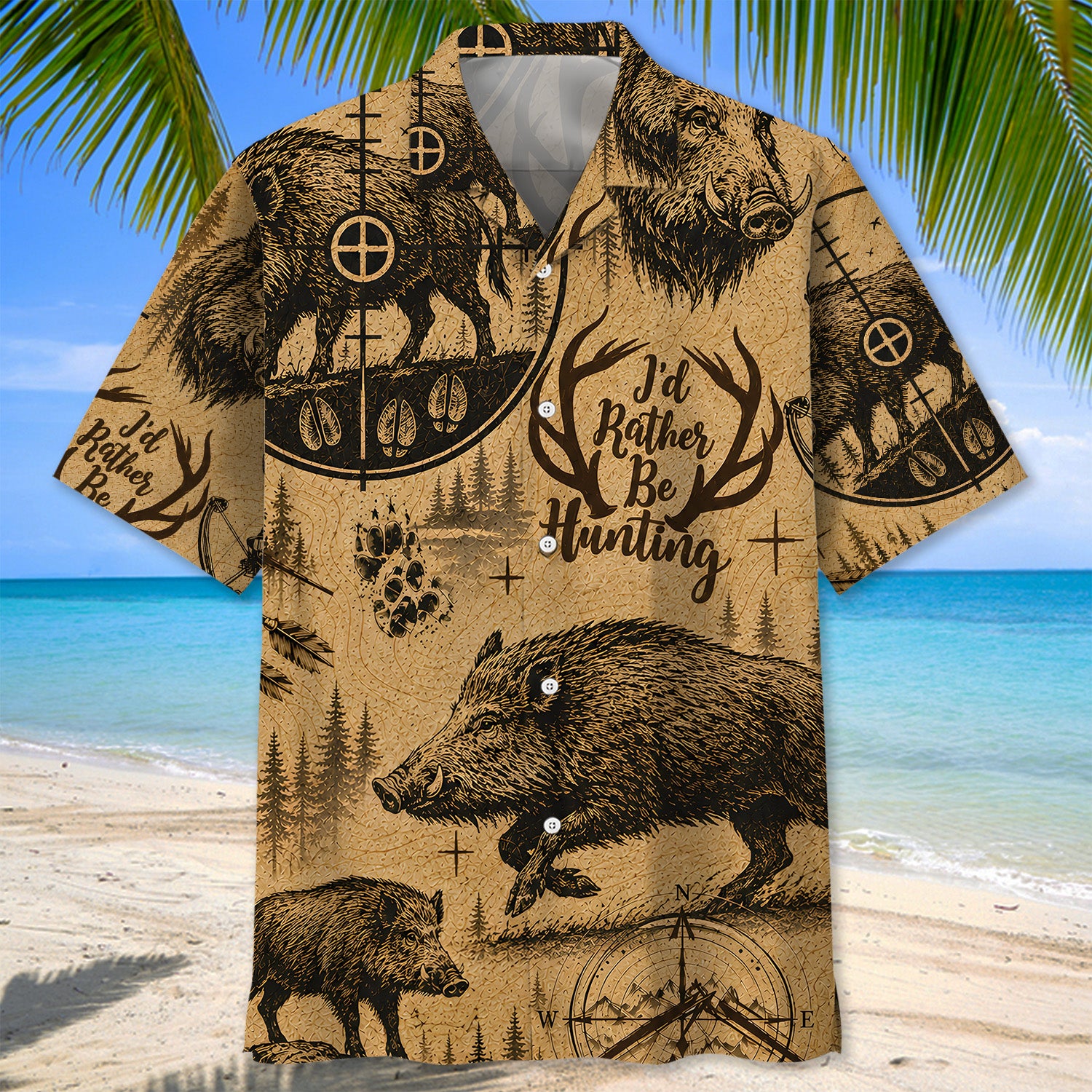 Hog I'd Rather Be Hunting Hawaiian Shirt