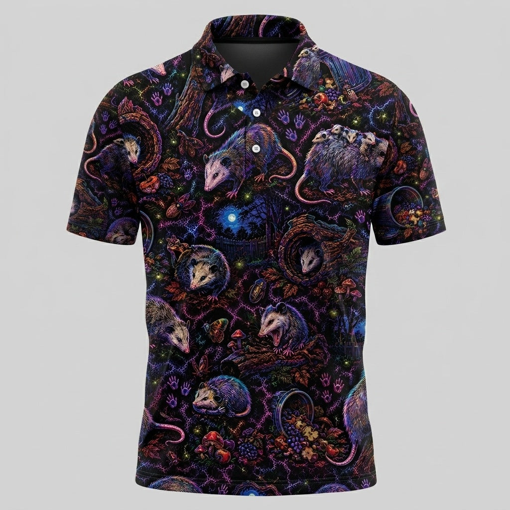 Midnight Opossum Neon Men Polo Shirt