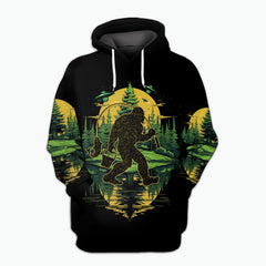 Bigfoot Fishing Green Alien Forest All Over Print Shirt