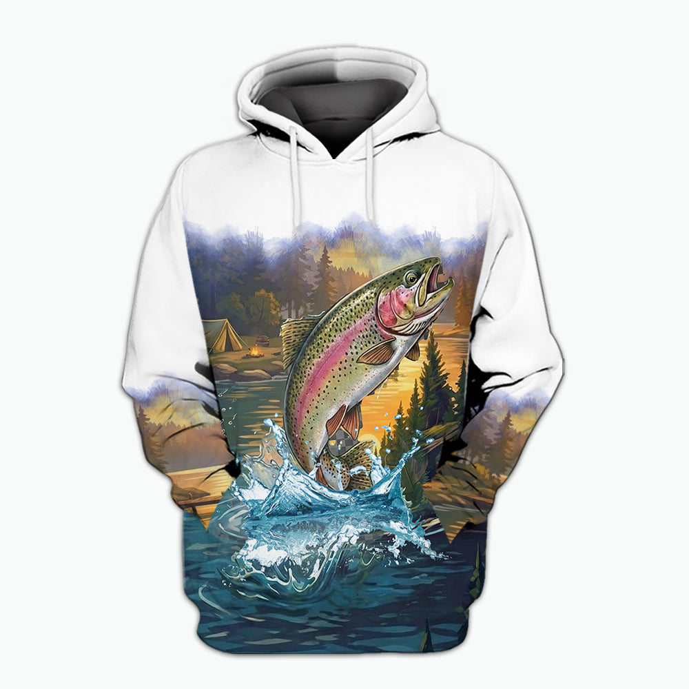 Rainbow Trout Fishing Sunset Strike All Over Print Shirt
