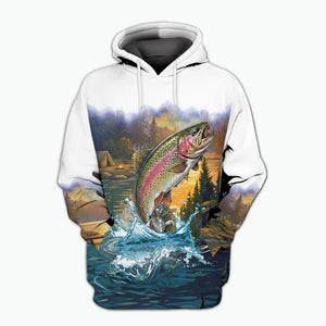 Rainbow Trout Fishing Sunset Strike All Over Print Shirt