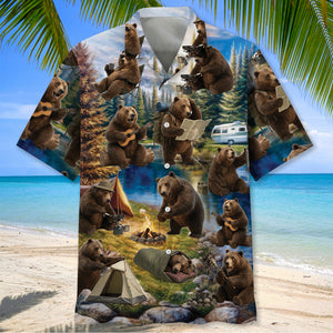 Funny Bear Camping Hawaiian Shirt