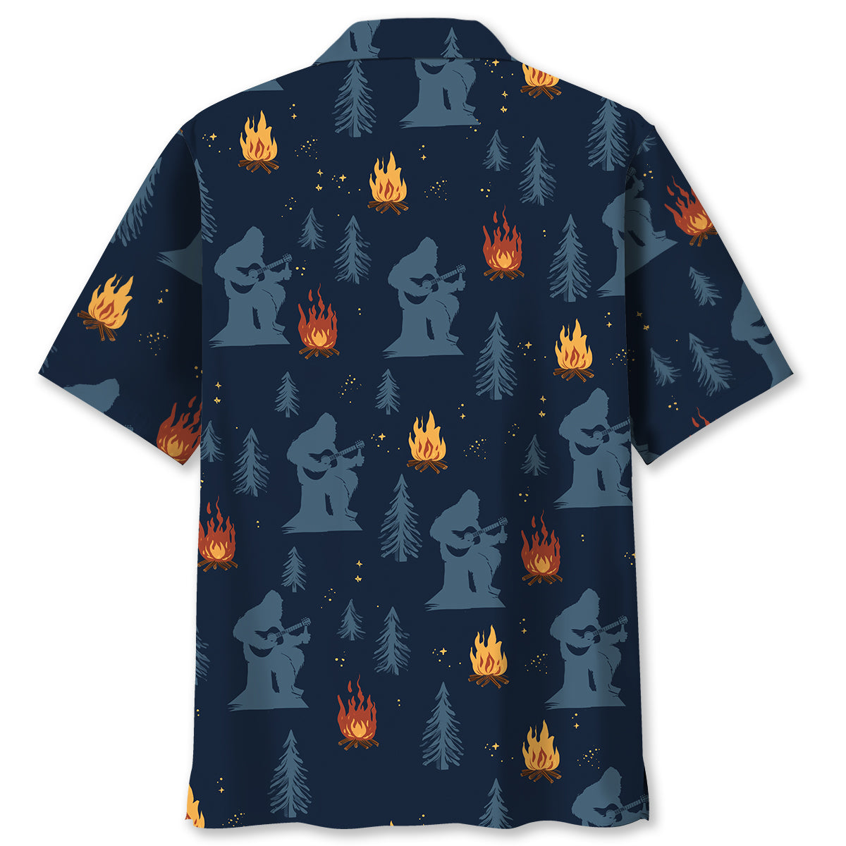 Campfire Silhouette Bigfoot Hawaiian Shirt