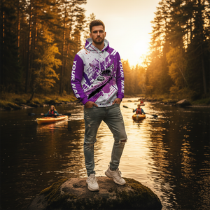 Custom Name Kayaking Purple All Over Print Shirt