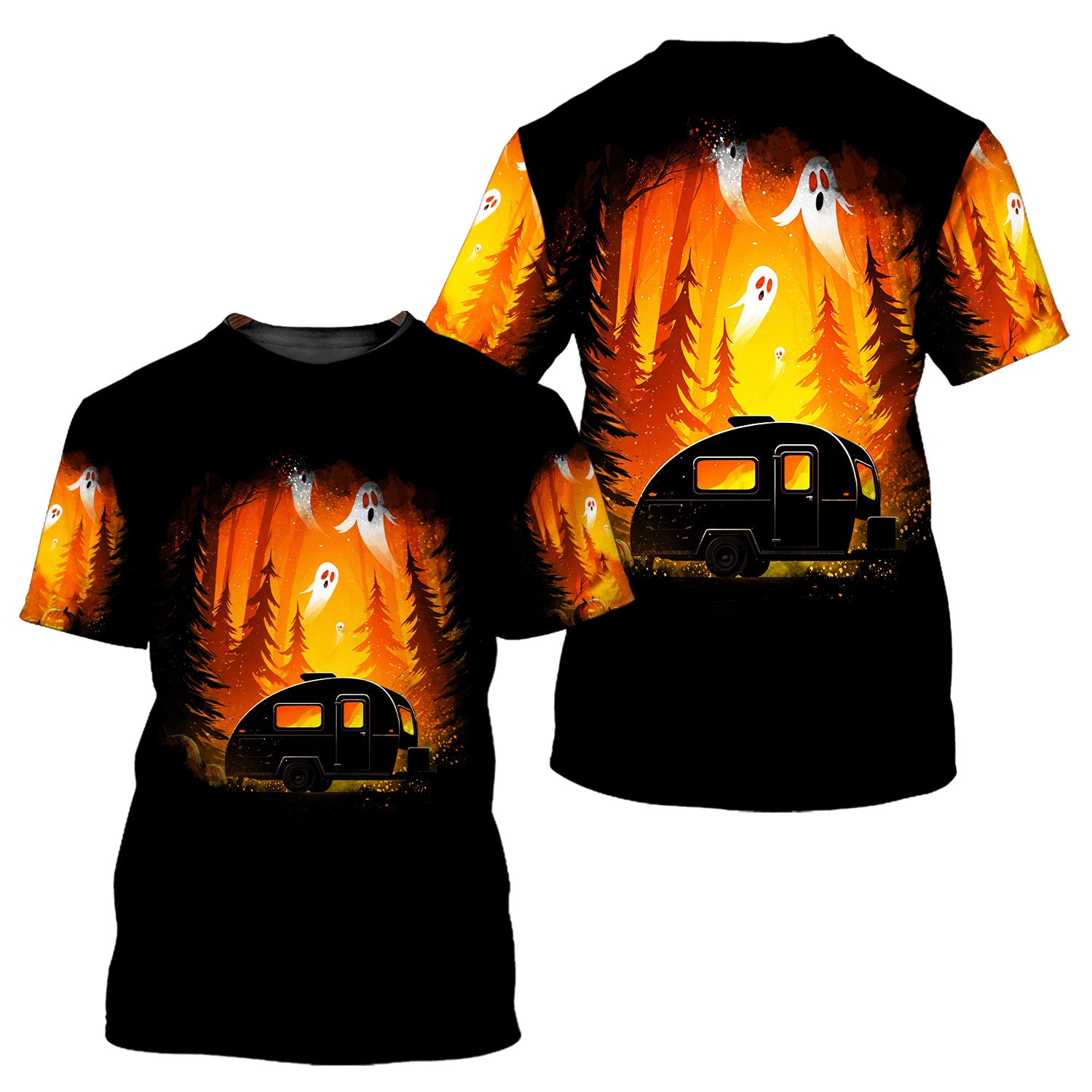 Horror Campfire In The Wild All Over Print Shirt