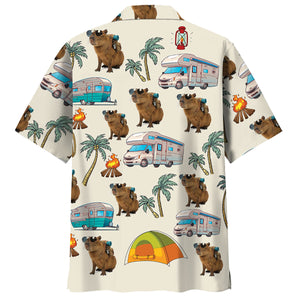 Capybara Camping Hawaiian Shirt
