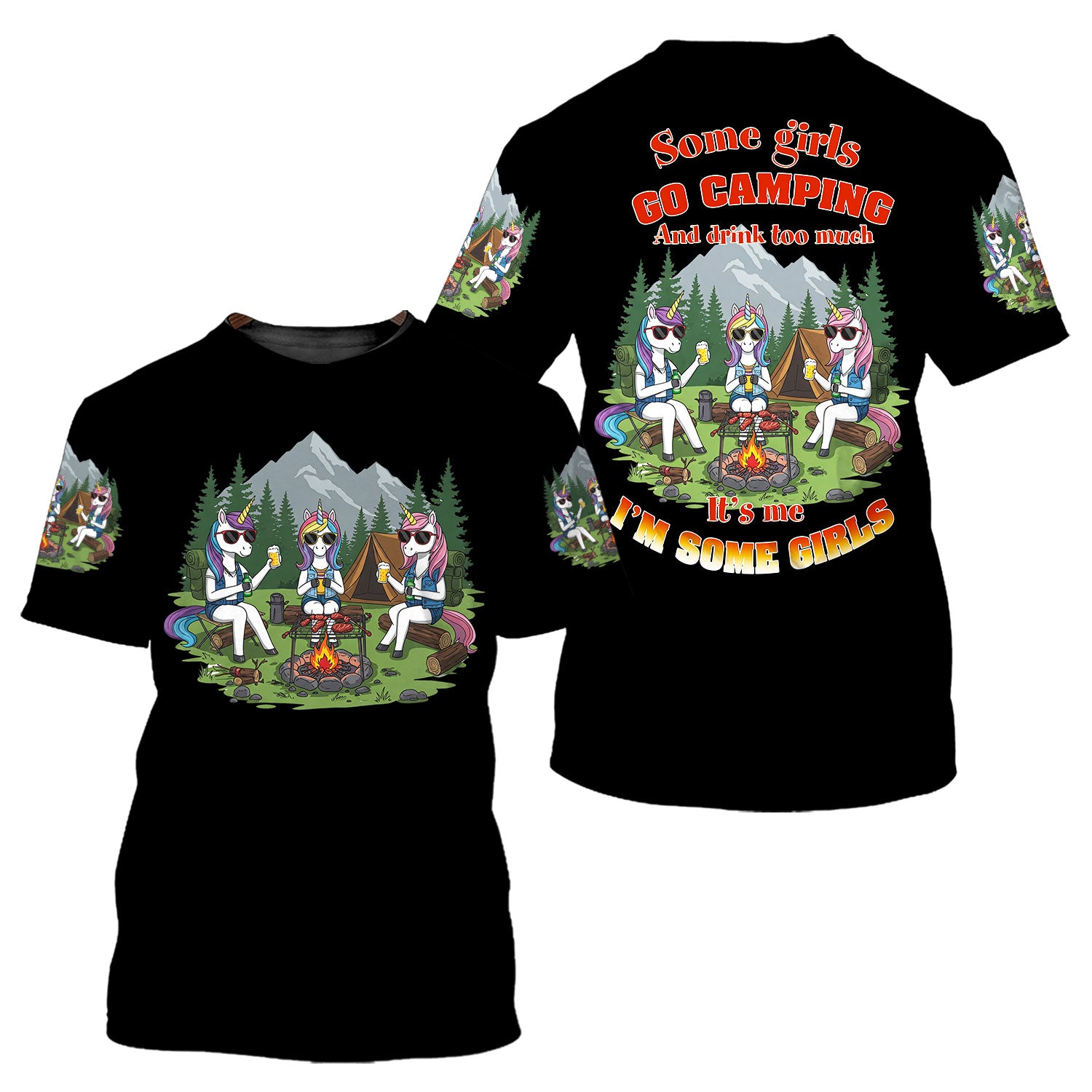 Some Girls Go Camping And Drink Too Much All Over Print Shirt