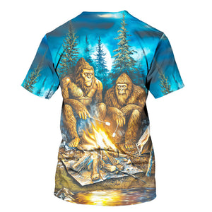 Sasquatch Campfire Night Art All Over Print Shirt