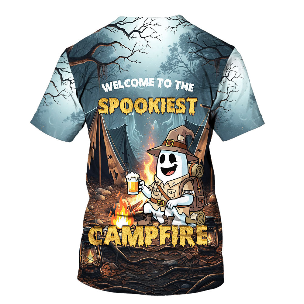 Custom Name Welcome To The Spookiest Campfire All Over Print Shirt