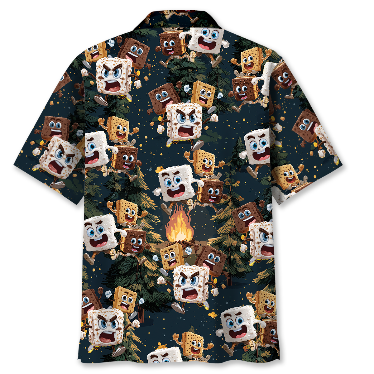 Chocolate and Cracker Chasing Marshmallow Camping Hawaiian Shirt